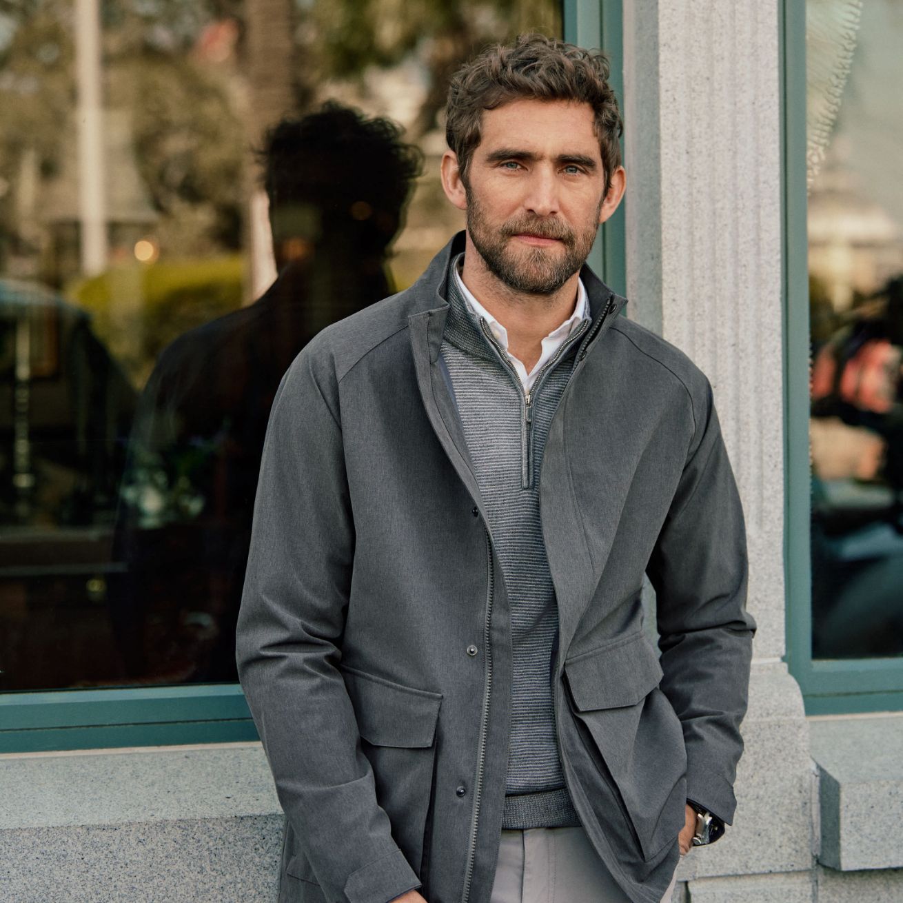 Sport coat with golf shirt top