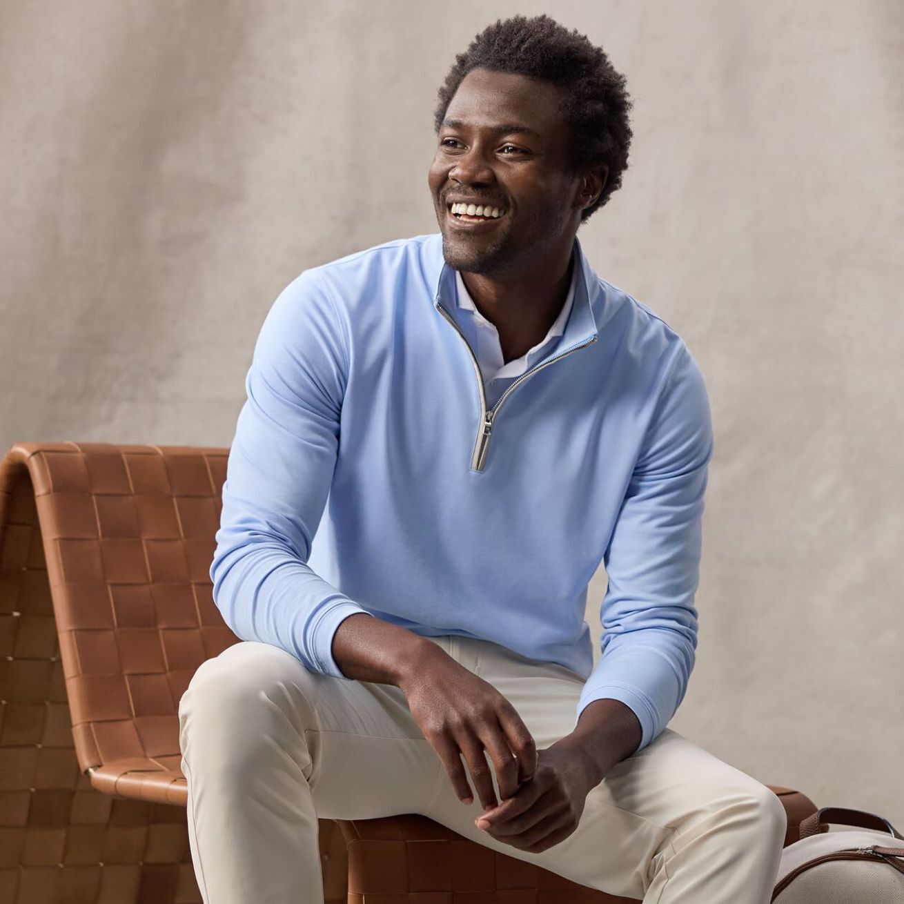 Perth Sugar Stripe Performance Quarter-Zip | Men's Pullovers