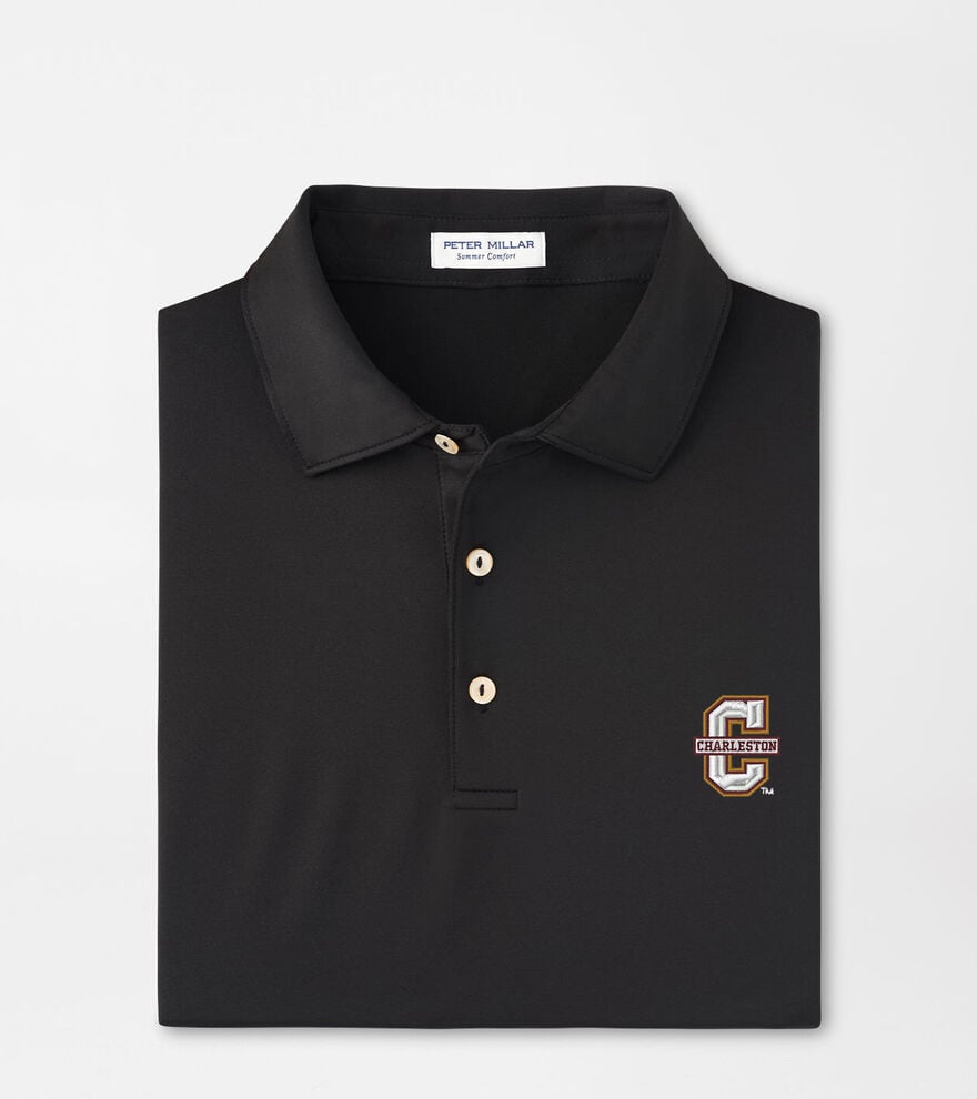 College of Charleston Solid Performance Jersey Polo image number 1