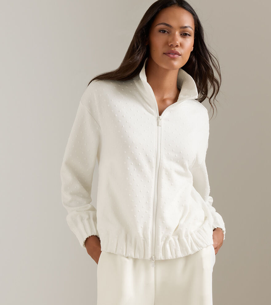 Flora Knit Swiss Dot Jacquard Full-Zip image number 2