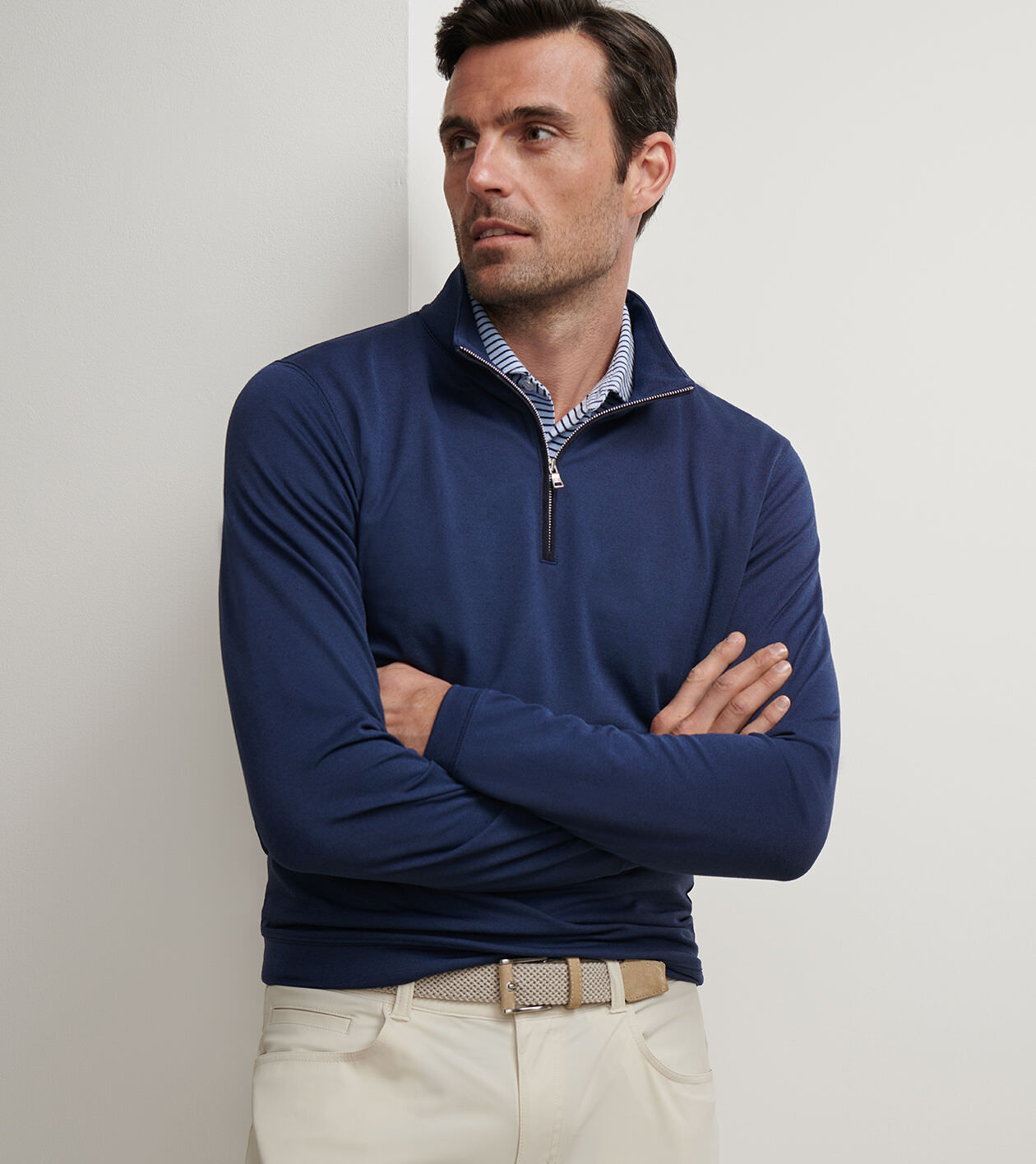 Albatross Cotton-Blend Piqué Quarter-Zip | Men's Pullovers | Peter