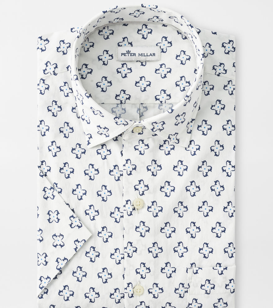 Shark Flower Cotton-Blend Sport Shirt