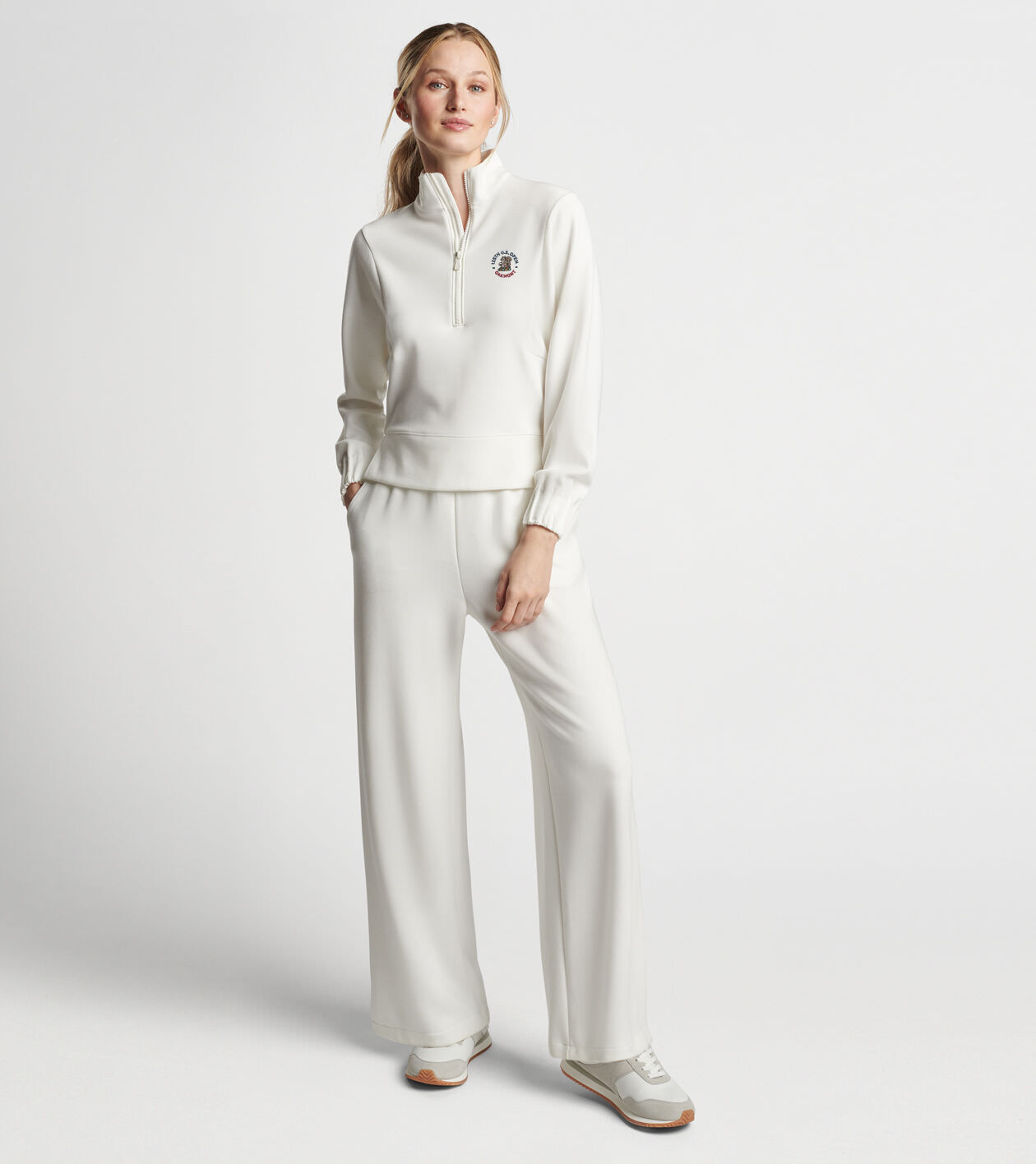 Women's Quarter Zip Striped Oversized Collar Pullover