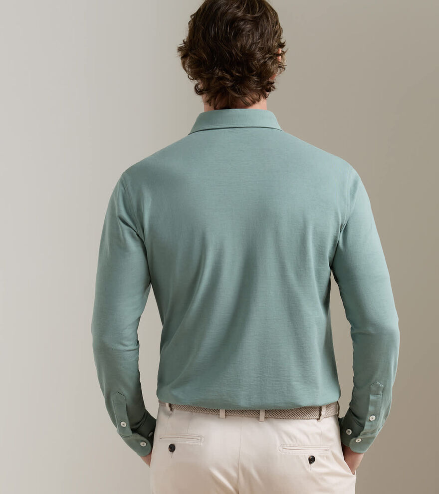 Cool Cotton Long-Sleeve Polo - Alternate Image 2