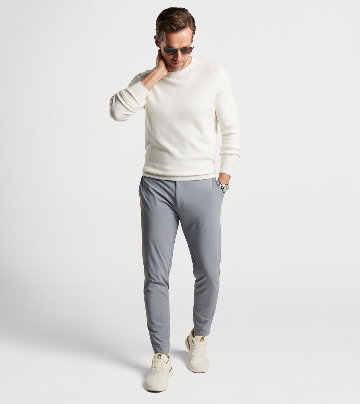 Voyager Cashmere Silk Saddle Shoulder Crew Men s Sweaters