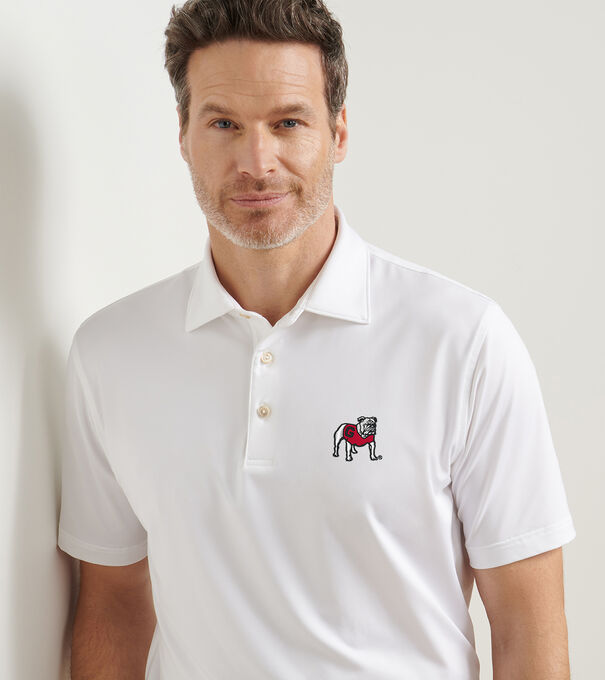 Georgia Standing Bulldog Solid Performance Jersey Polo