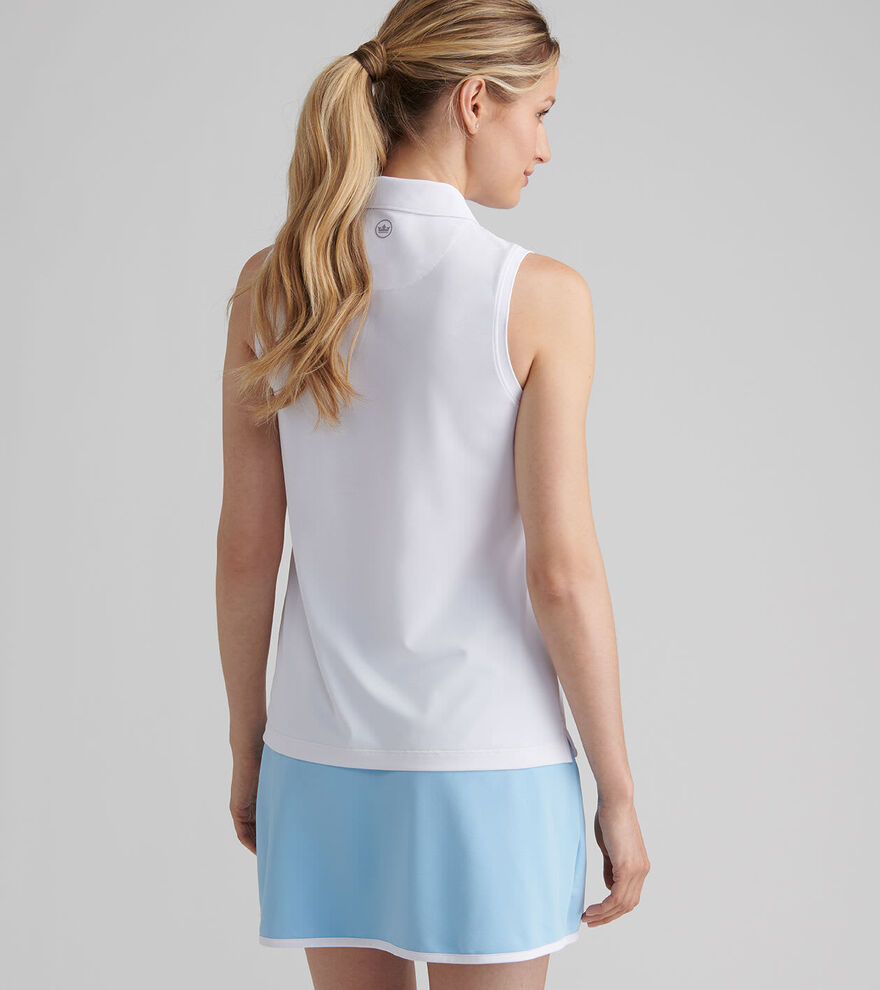 Women's Banded Sport Mesh Sleeveless Button Polo - Alternate Image 2