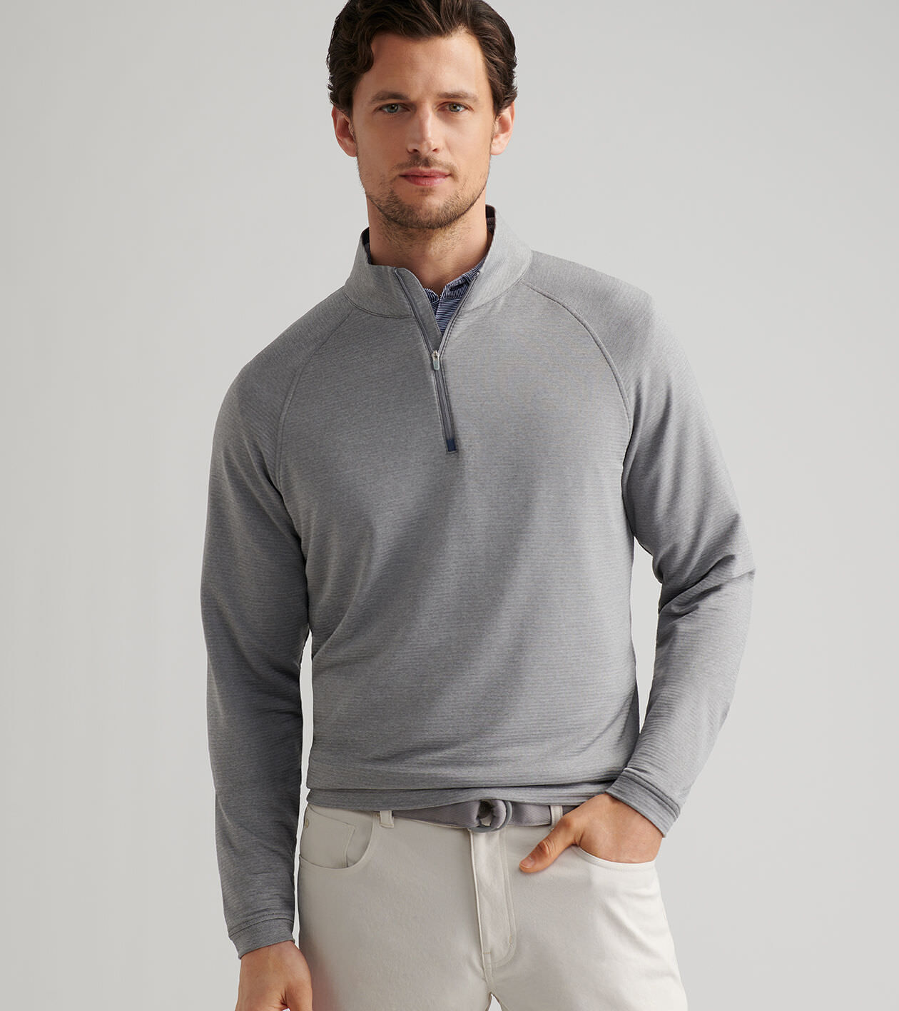 オーセンティック PETER MILLAR ゴルフ ジャケット グレー Beaumont Performance Quarter-Zip | Men's Pullovers | Peter