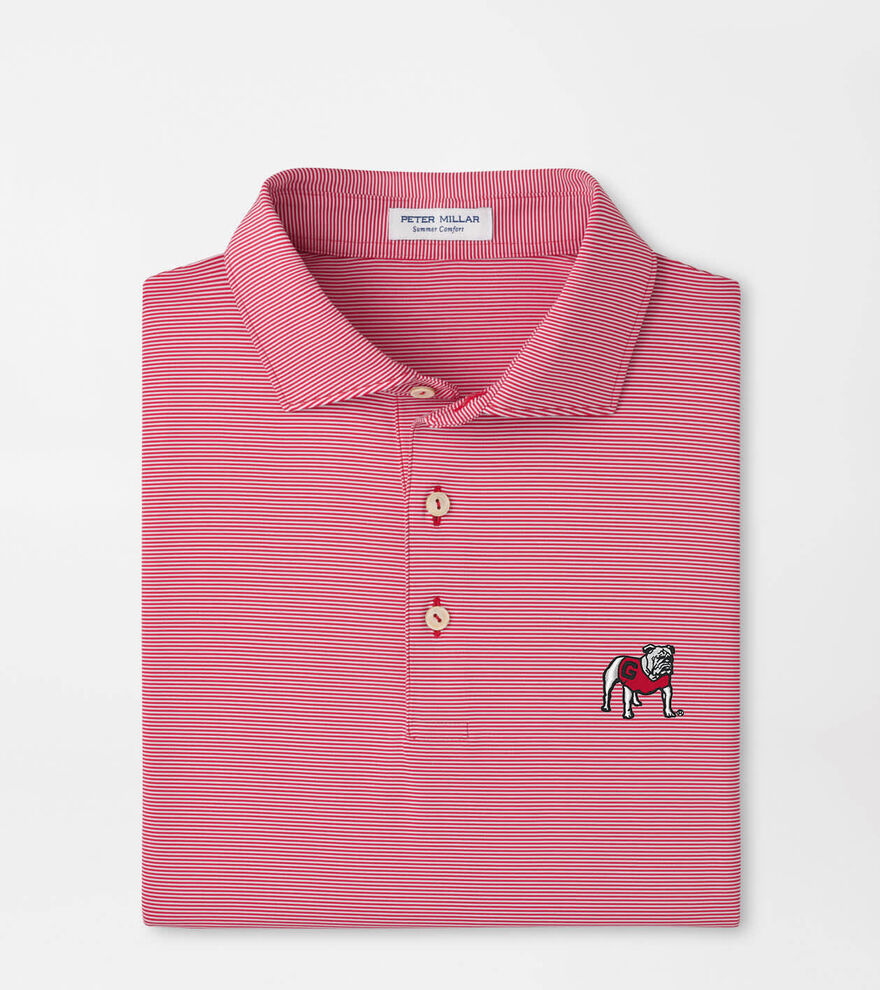 Georgia Standing Bulldog Jubilee Stripe Performance Polo