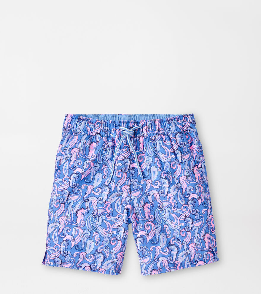 Seahorse Paisley Youth Swim Trunk image number 1
