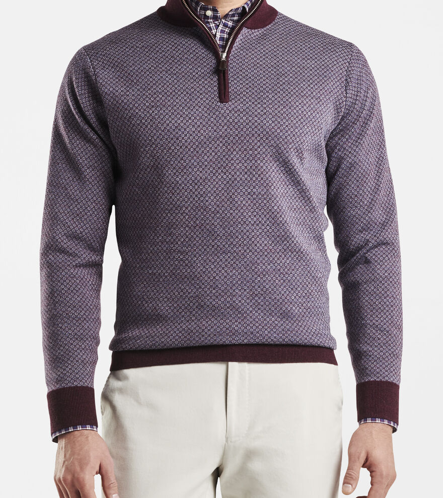 Diamond Jacquard Quarter-Zip Sweater image number 2