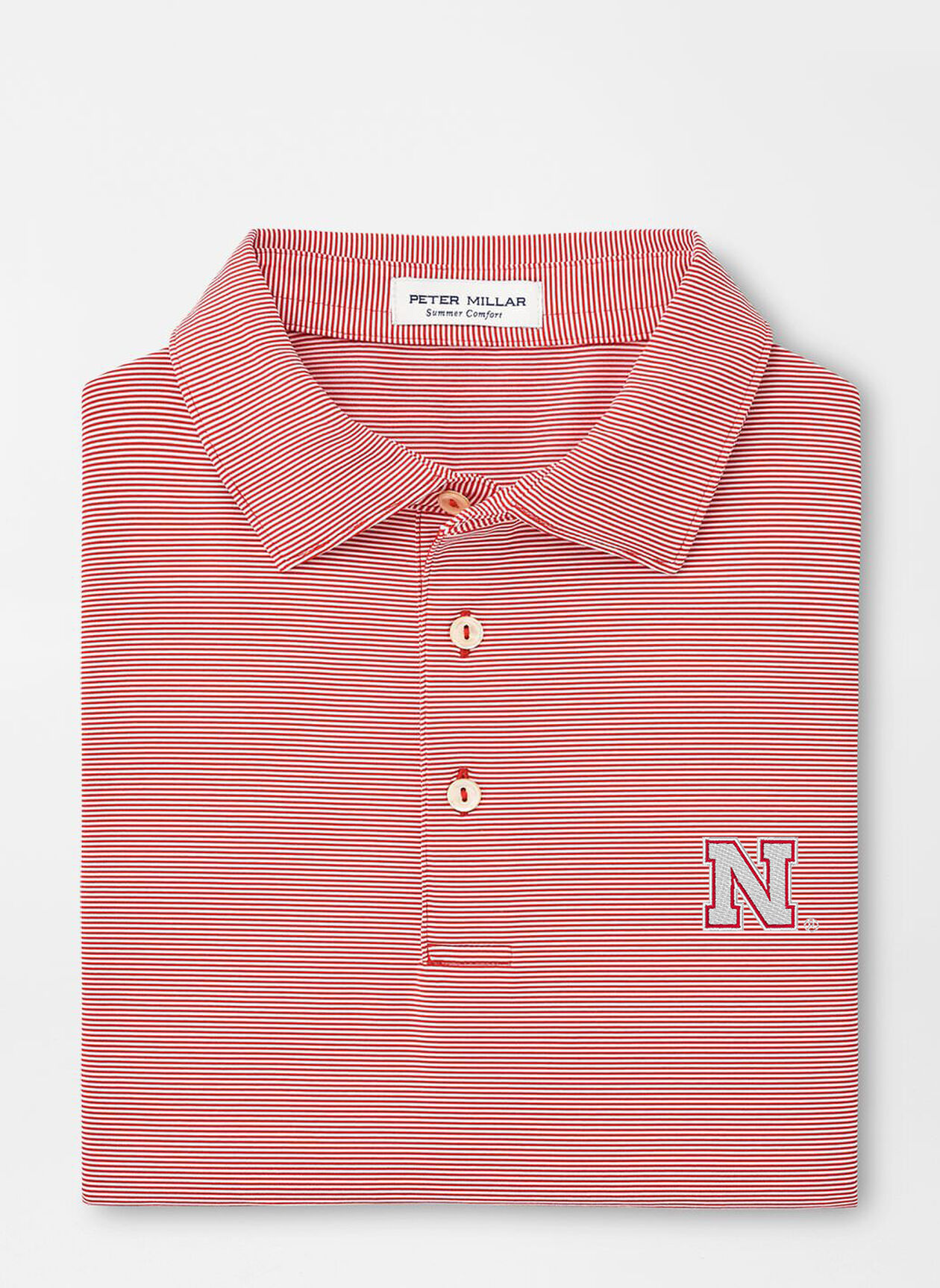 Nebraska Jubilee Stripe Performance Polo Peter Millar