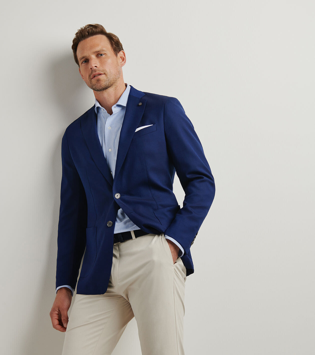 Men's navy blazer on sale with grey pants