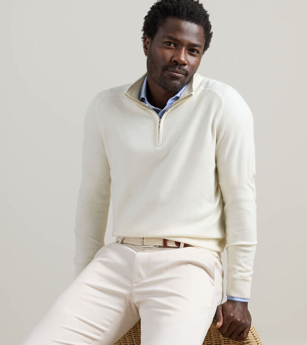 Voyager Cashmere-Silk Saddle Shoulder Quarter Zip - Alternate Image 1