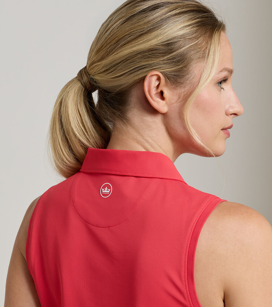 Women's Banded Sport Mesh Sleeveless Button Polo image number 4