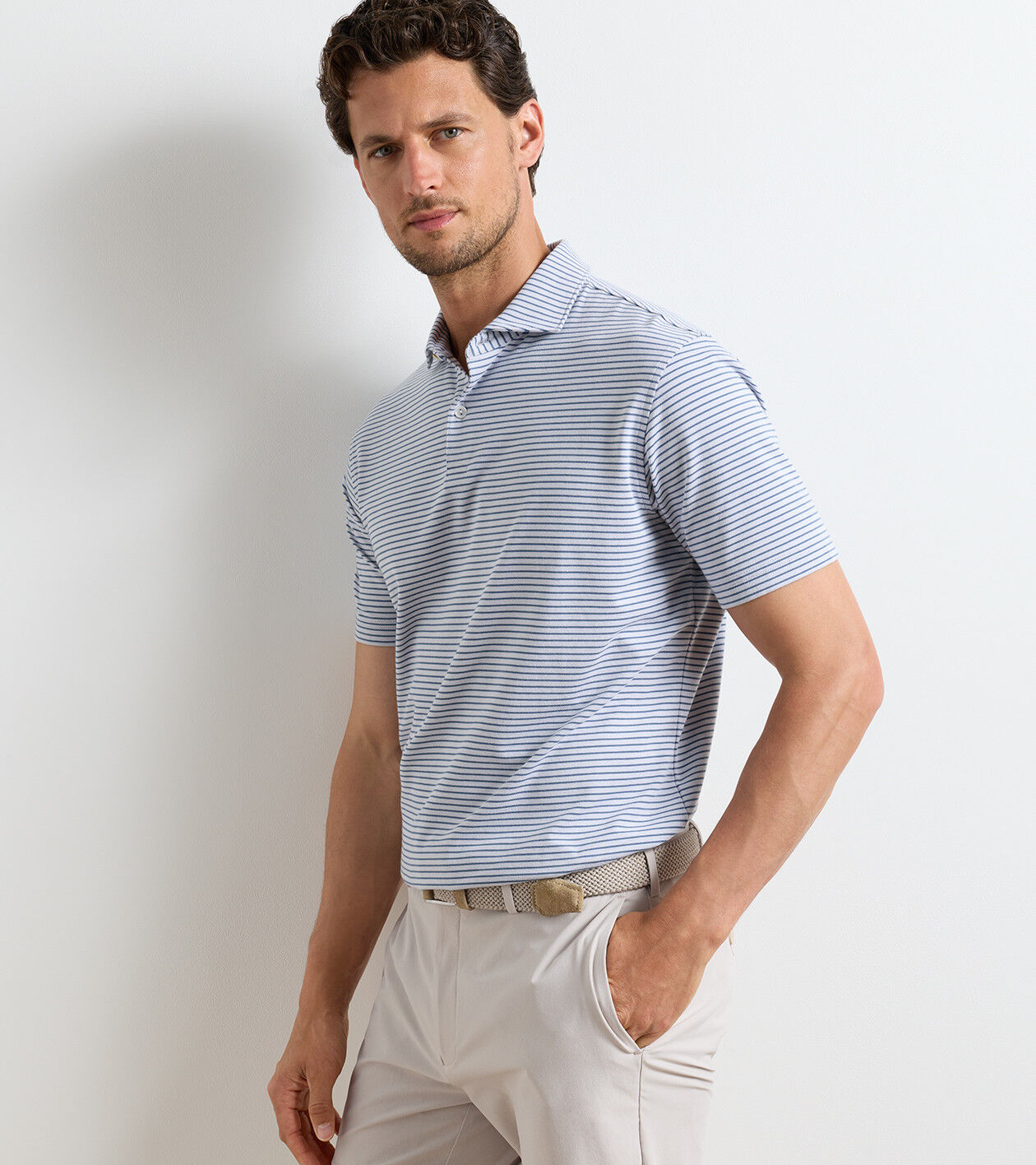 Albatross Stripe Cotton-Blend Piqué Polo | Men's Polos | Peter Millar