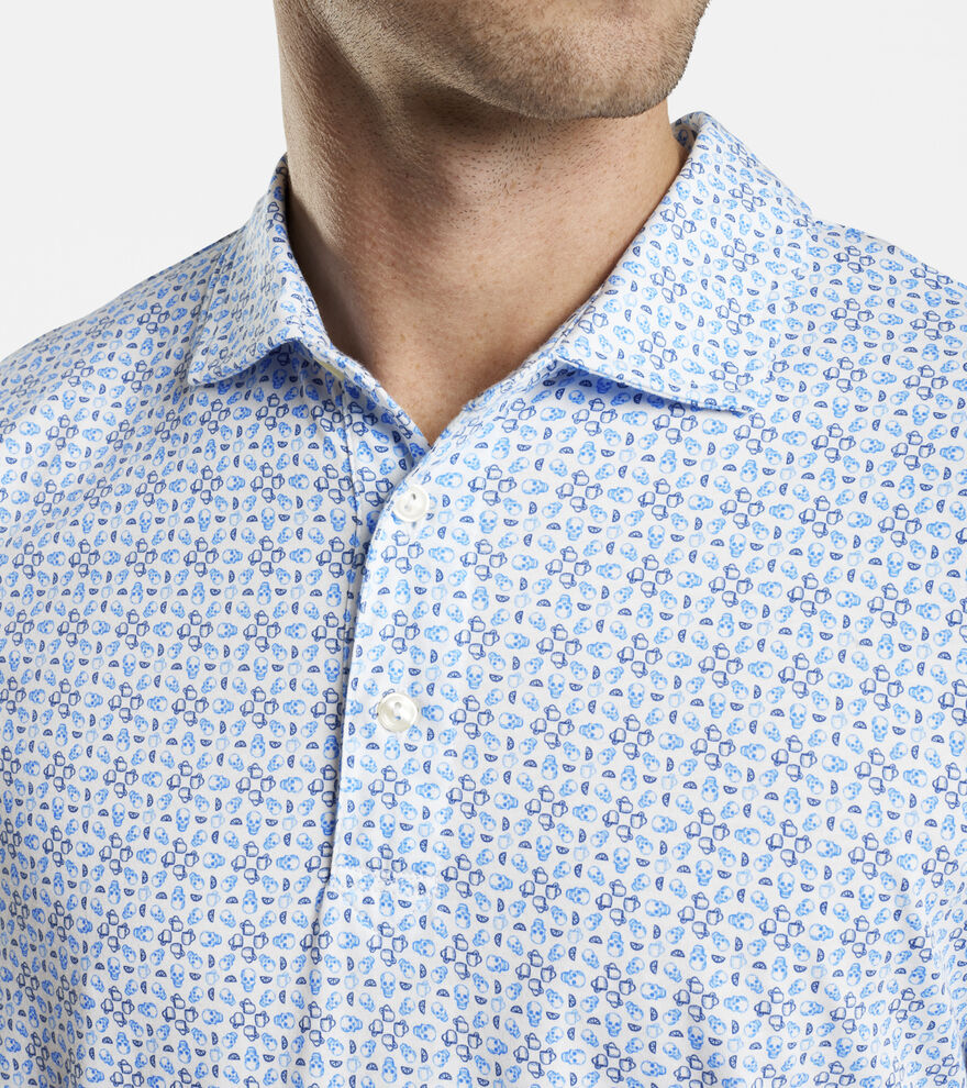 Mules & Skulls Aqua Cotton Polo image number 6