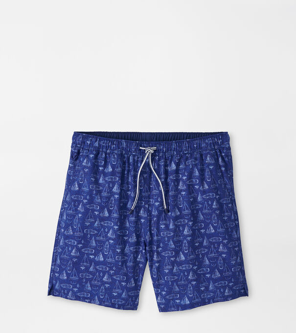 Sailboat Blue Print Swim Trunk