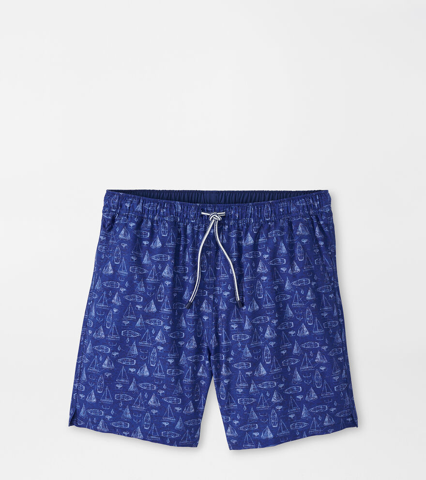 Sailboat Blue Print Swim Trunk image number 1