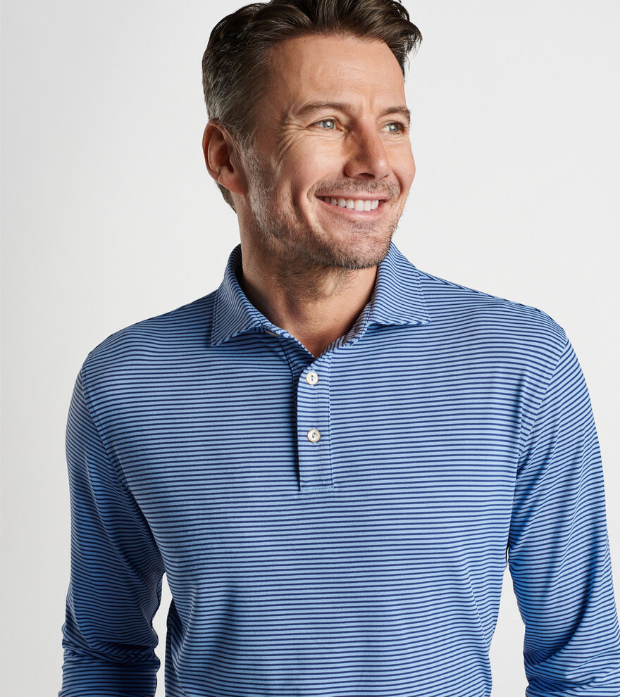 Lyons Stripe Performance Jersey Long-Sleeve Polo | Men's Polo Shirts ...