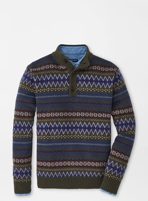 Ferrin Fair Isle Button Mock | Men's Sweaters | Peter Millar