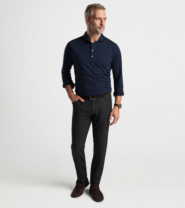 Amble Long-Sleeve Cotton Cashmere Polo