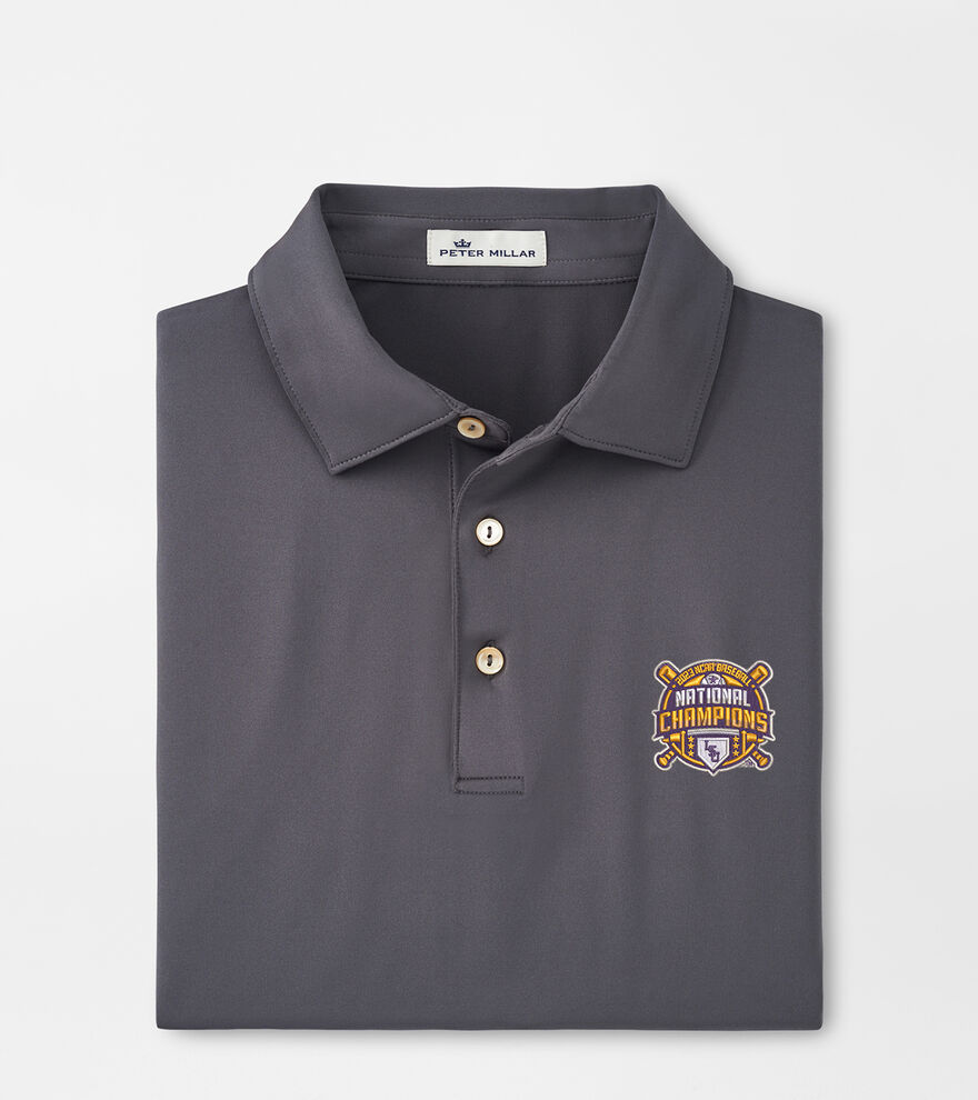 LSU College World Series Solid Performance Jersey Polo (Sean Self Collar) image number 1