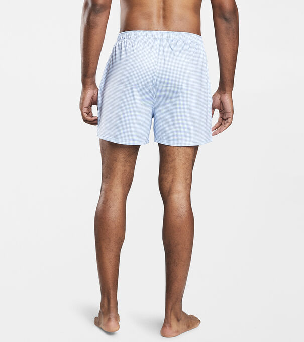 Nebraska Printed Gingham Check Stretch Jersey Boxer