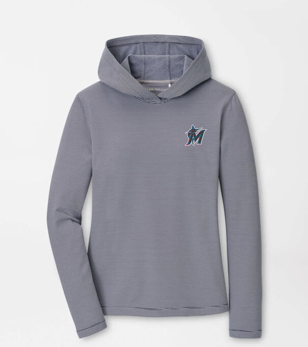 Miami Marlins Women's Pine Sugar Stripe Performance Hoodie