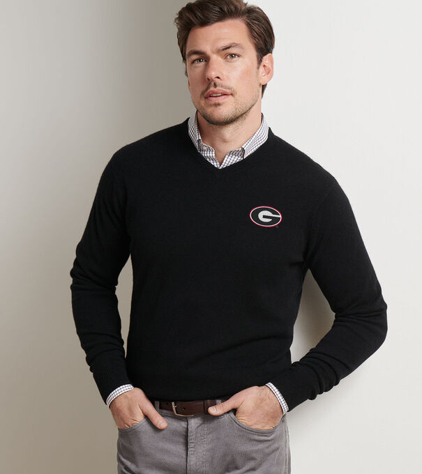 Georgia Crown Heritage Cashmere V-Neck Sweater