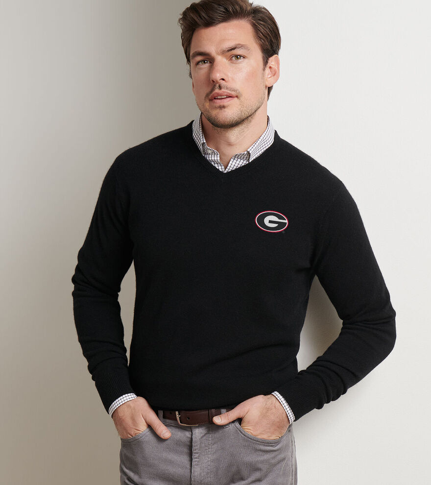 Georgia Crown Heritage Cashmere V-Neck Sweater image number 1