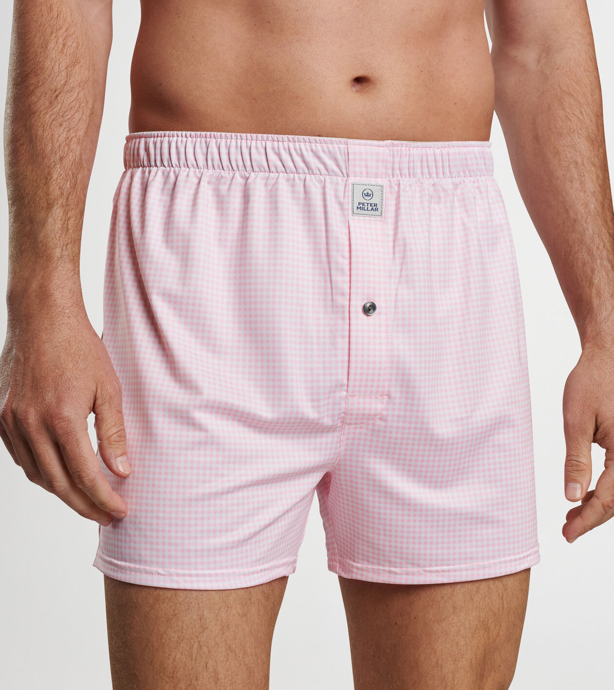 Nebraska Printed Gingham Check Stretch Jersey Boxer Men s Boxers Peter Millar