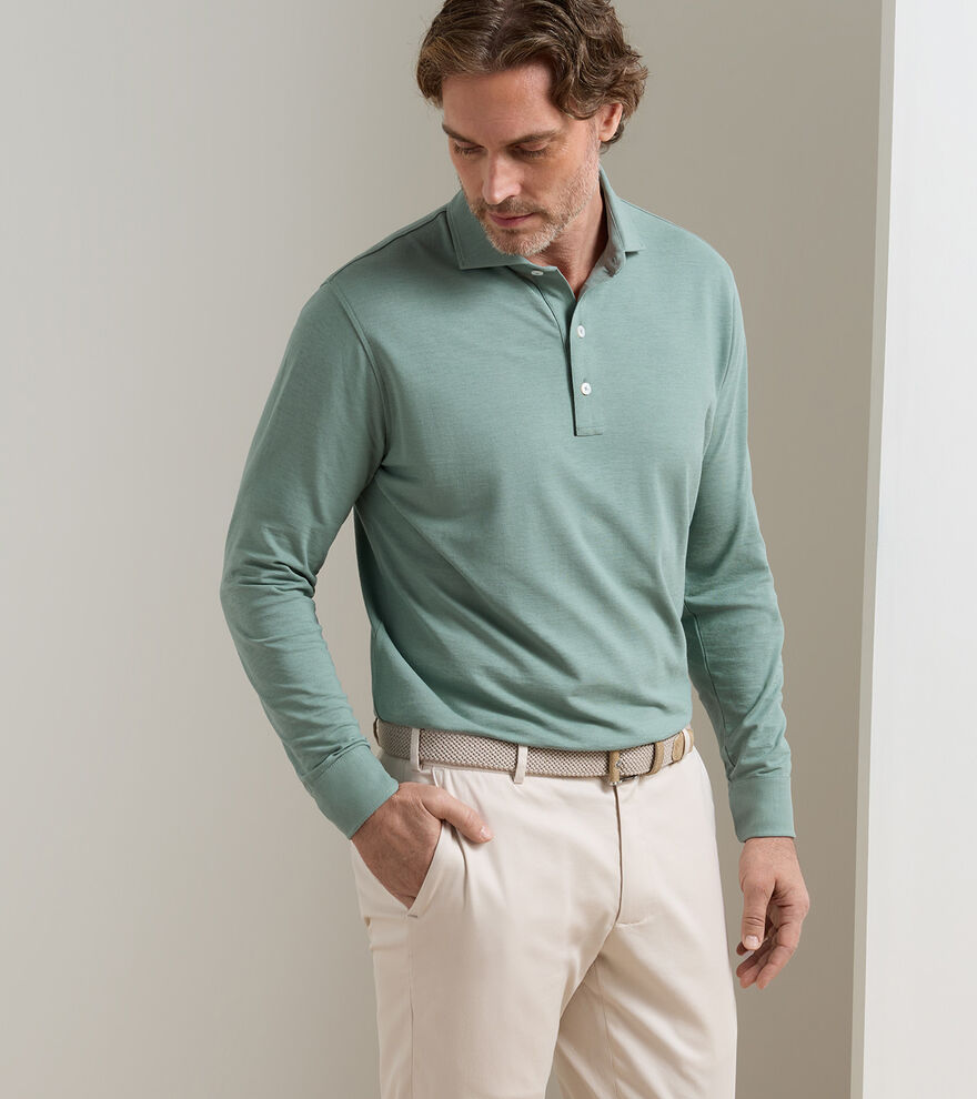 Cool Cotton Long-Sleeve Polo image number 2