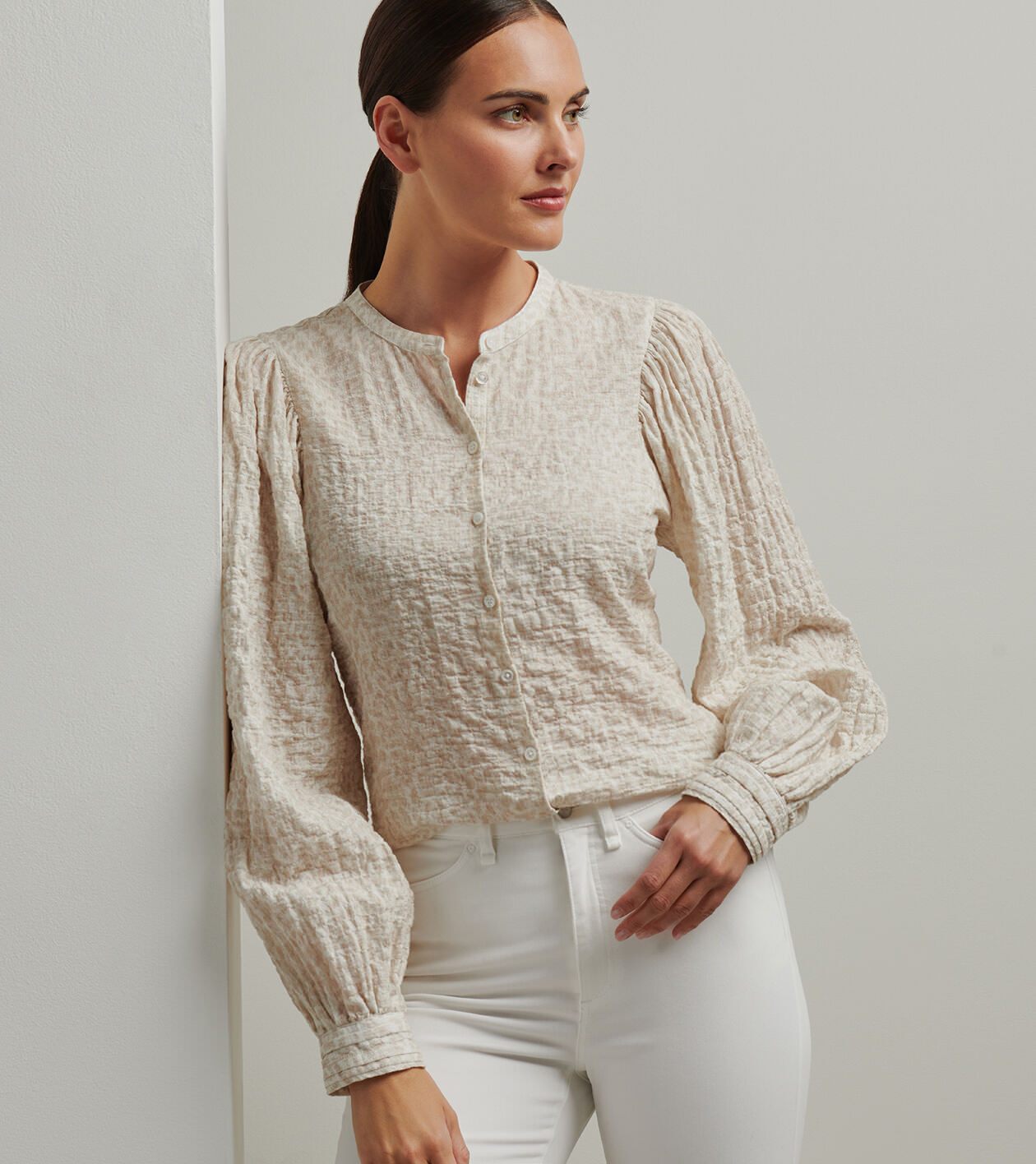 Lavallière blouse in silk jacquard