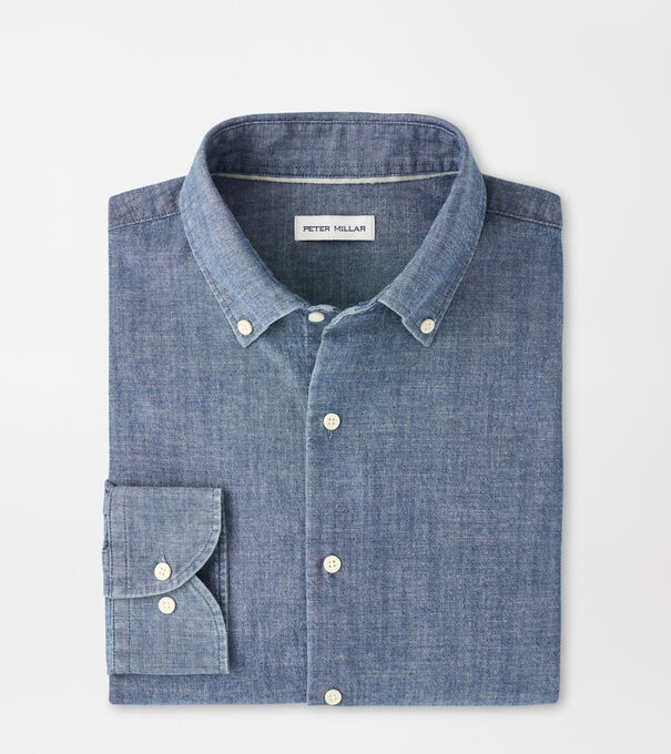 Devonport Chambray Cotton-Stretch Sport Shirt