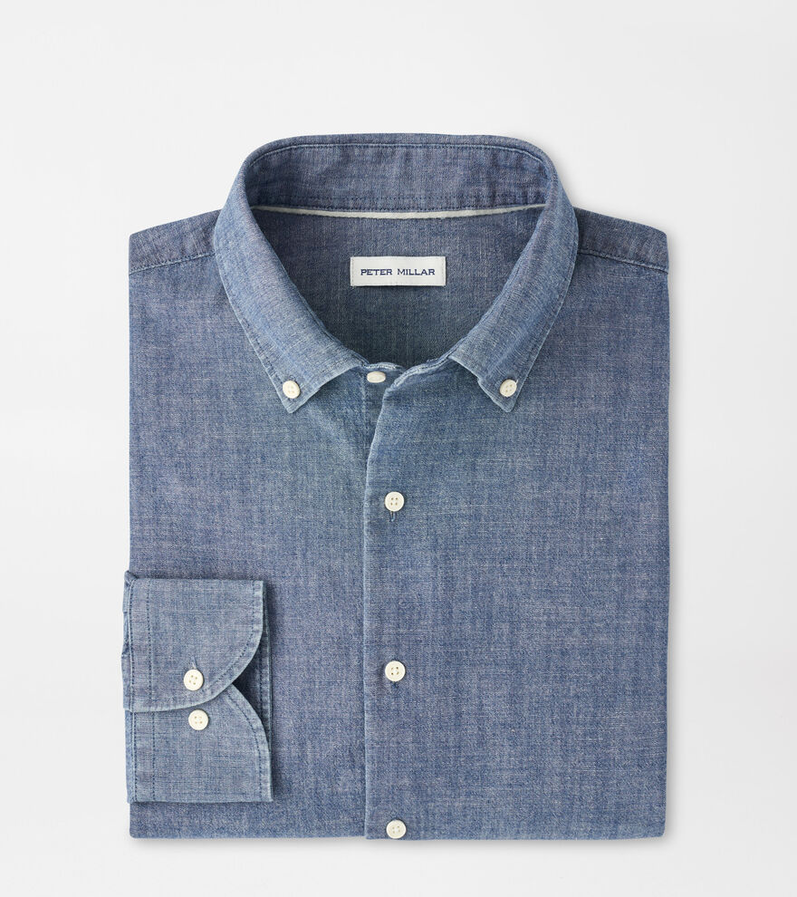 Devonport Chambray Cotton-Stretch Sport Shirt image number 1