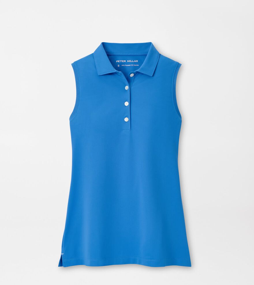 Women's Banded Sport Mesh Sleeveless Button Polo