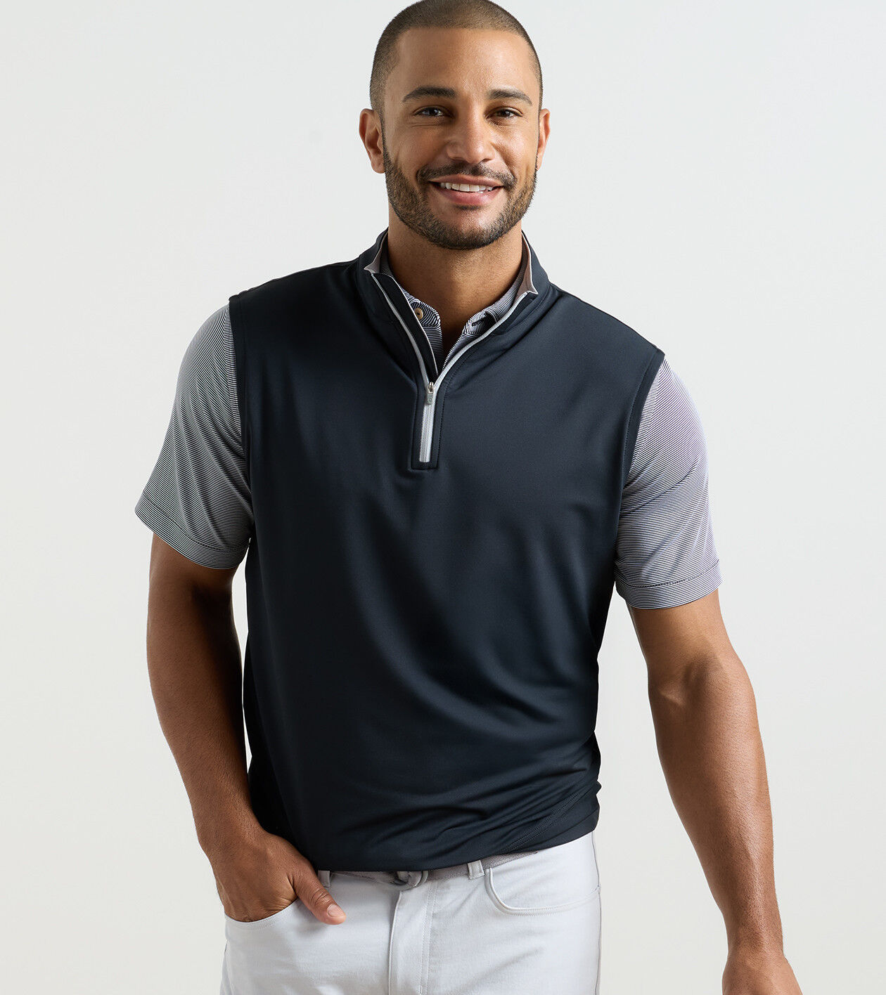 Galway Stretch Loop Terry Quarter-Zip Vest | Men's Vests | Peter