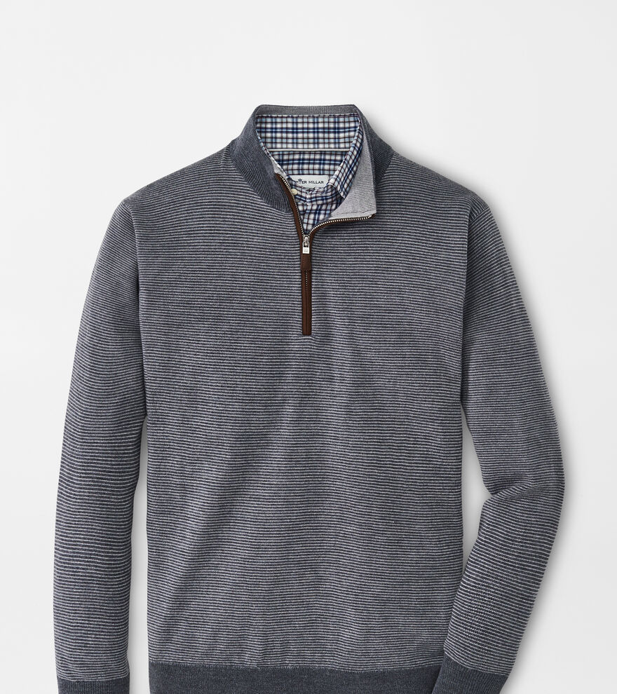 Needle-Stripe Wool Quarter-Zip image number 1
