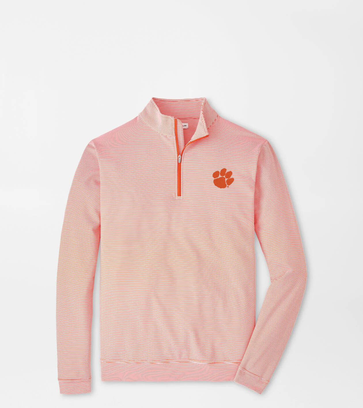 Clemson Perth Sugar Stripe Performance Quarter Zip Men s Collegiate Apparel Peter Millar