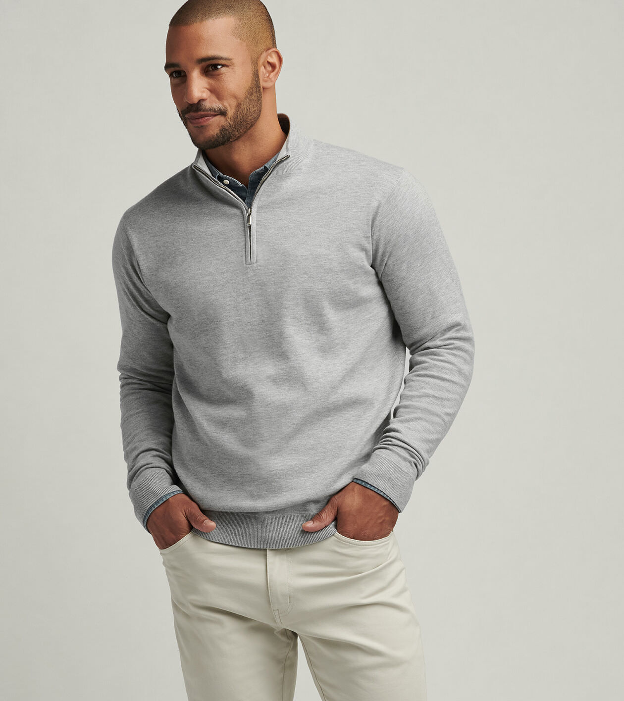 レビュー高評価の商品 Coolspun Cotton Quarter-Zip Sweater | Men's Sweaters | Peter ジャケット・アウター