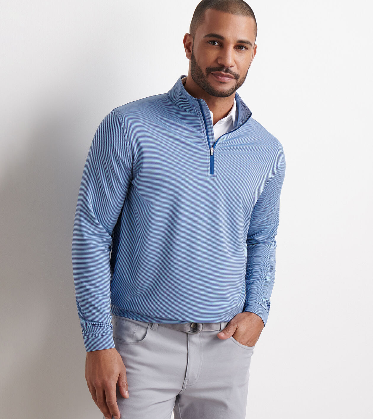 ぴっぷ　TP M Perth Sugar Stripe Performance Quarter-Zip | Men's Pullovers