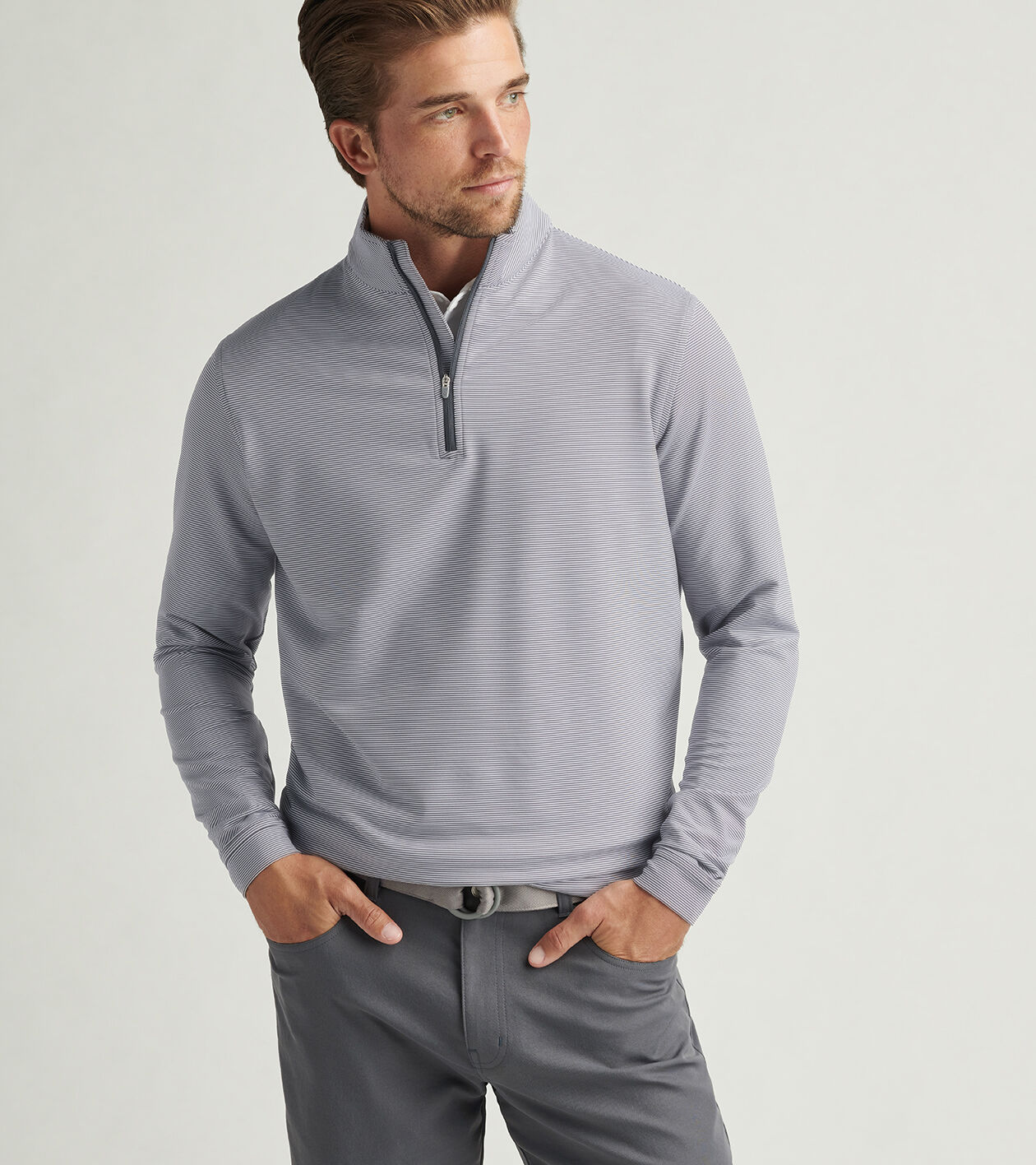 Perth Sugar Stripe Performance Quarter-Zip | Men's Pullovers