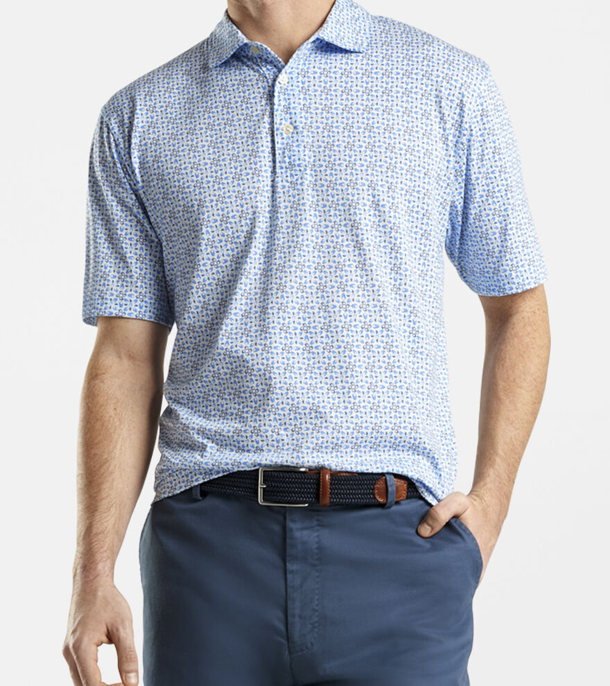 Mules & Skulls Aqua Cotton Polo image number 2