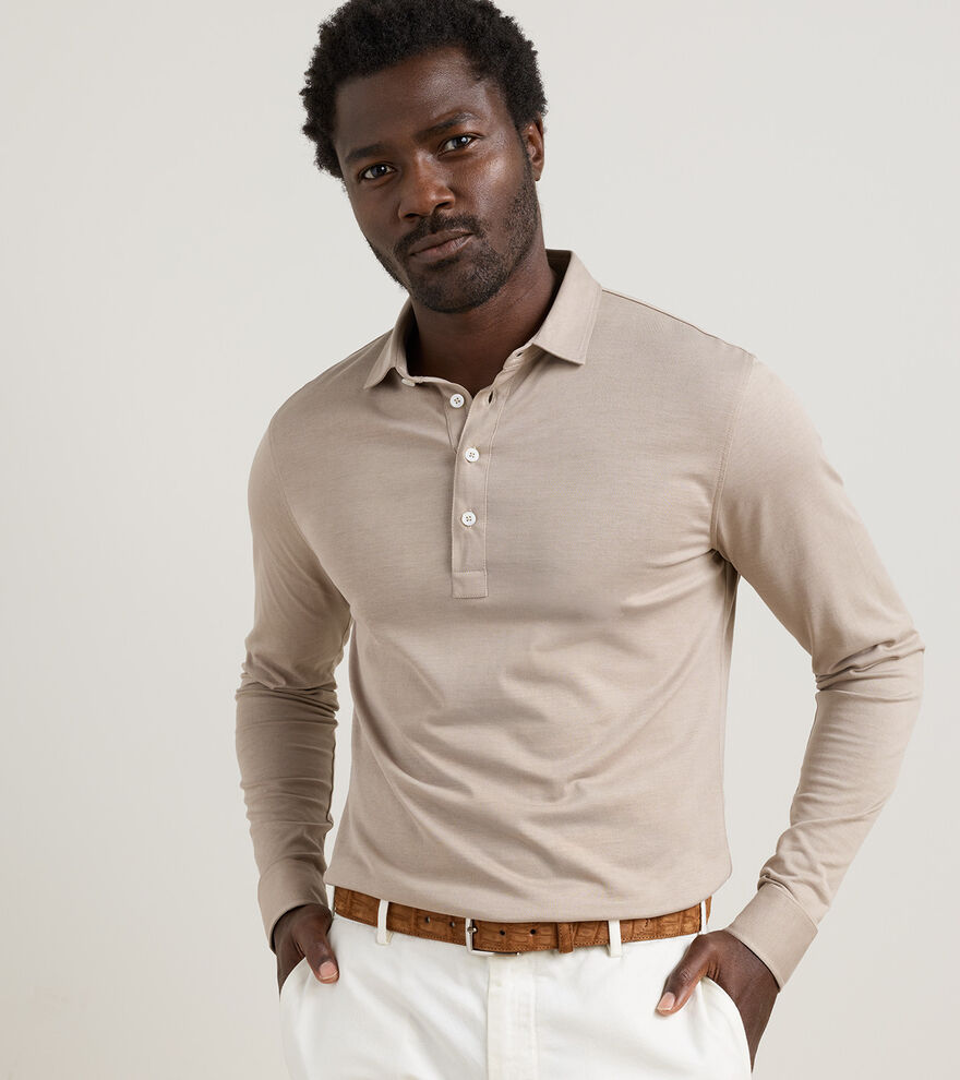 Ashby Silk Cotton Long-Sleeve Polo image number 4