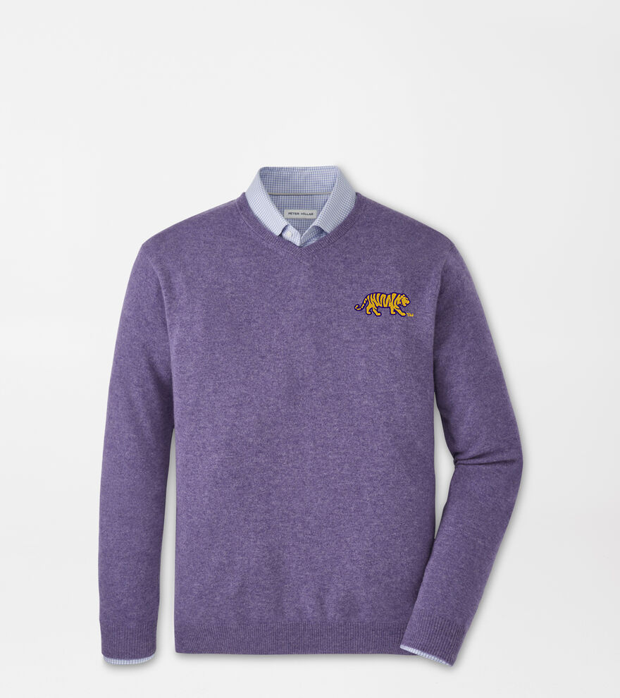 LSU Crown Heritage Cashmere V-Neck Sweater image number 1