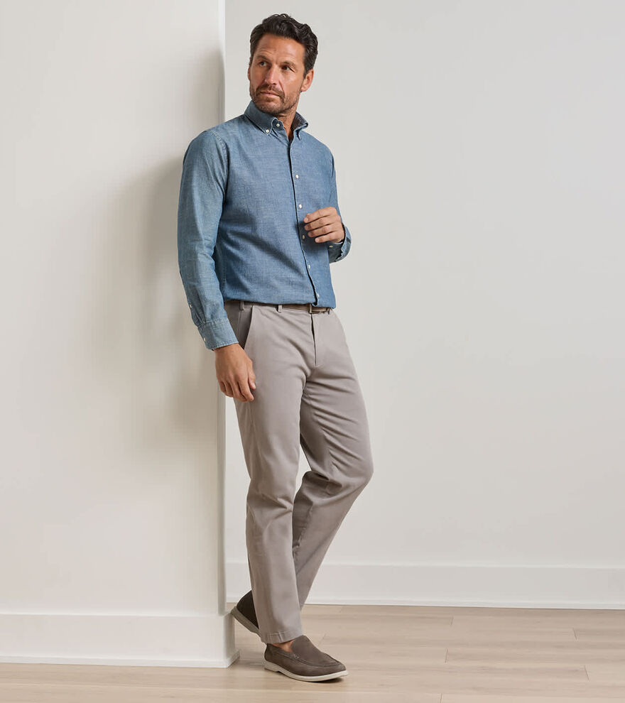 Signature Sateen Flat Front Trouser - Alternate Image 1