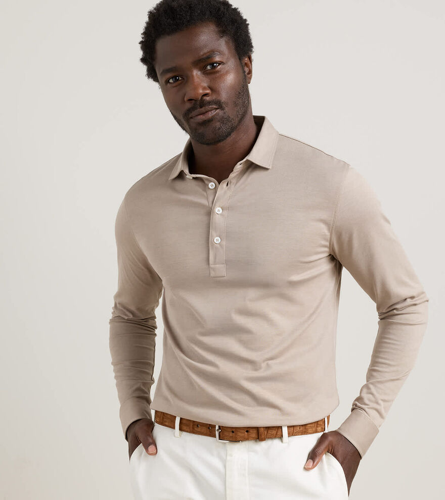Ashby Silk Cotton Long-Sleeve Polo image number 4