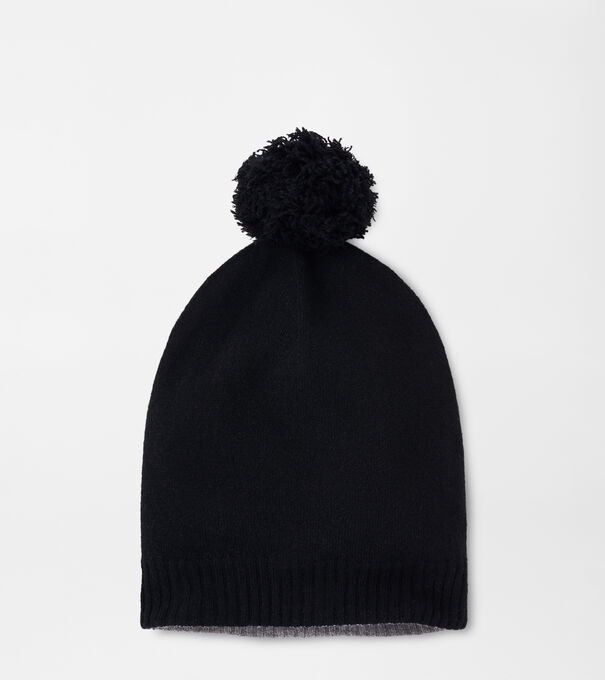 Cashmere Double Knit Hat With Pom