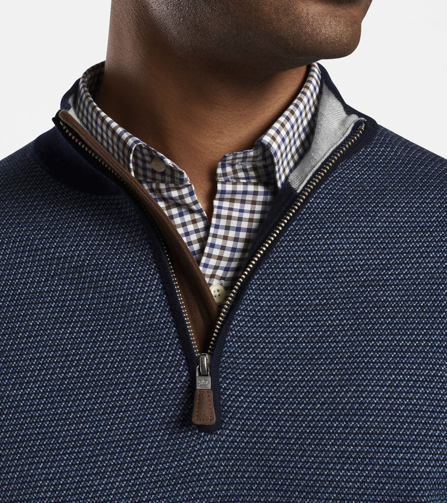 Wool Jacquard Quarter-Zip Sweater image number 5